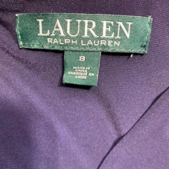 Lauren Ralph Lauren navy blue sequin-panel long sleeve dress size M - Picture 5 of 7